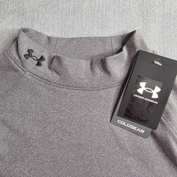 NWT Under Armour ColdGear Fitted Mock Women's Large Charcoal Light Heather Shirt - Picture 12 of 15